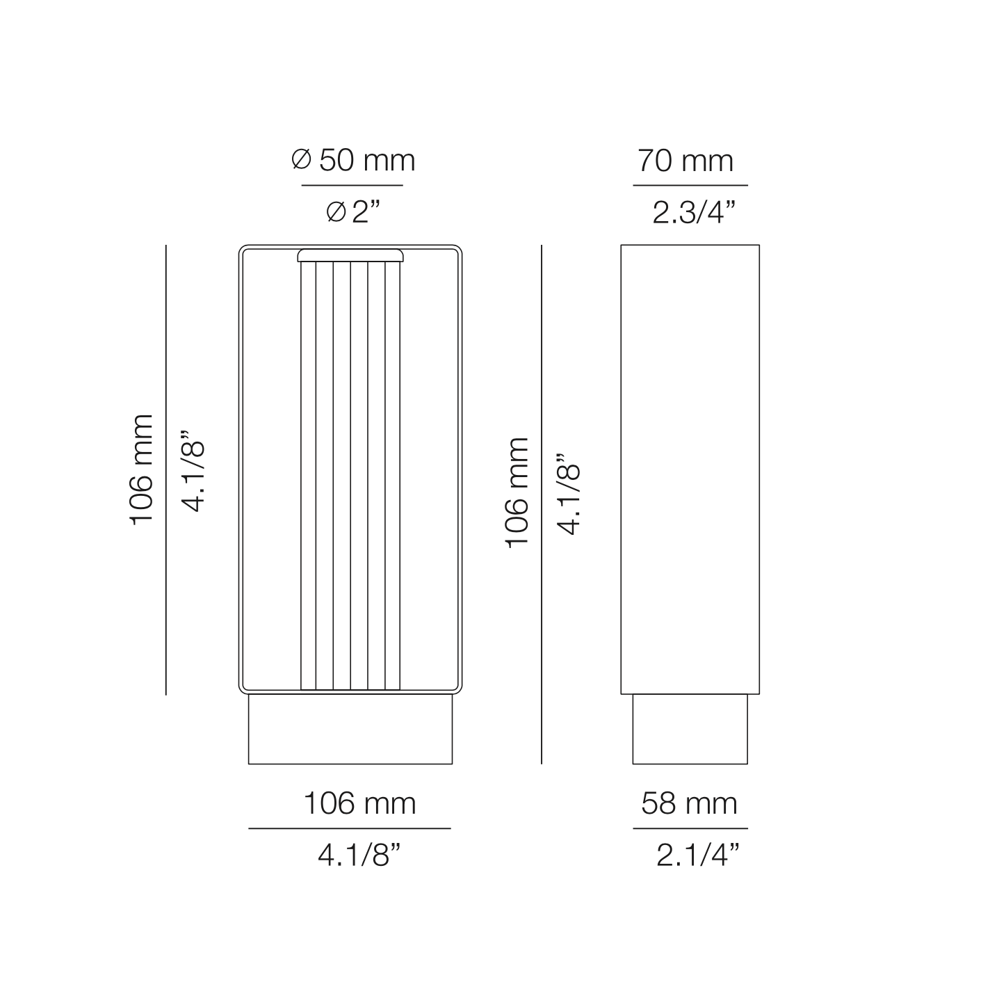 Frame Bollard, Medium, Black, LED, NO DIM, IP65