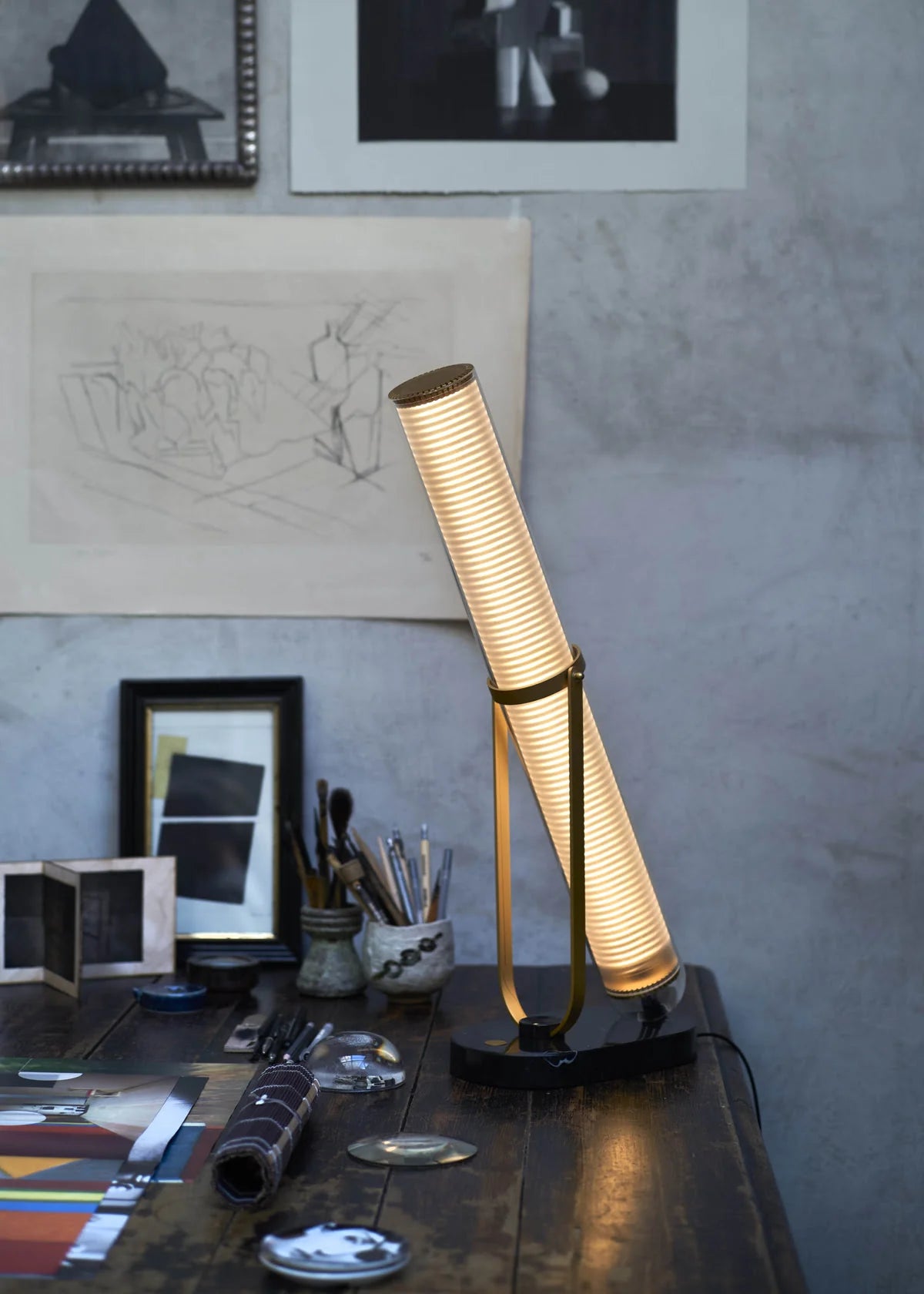 Frechin Adjustable Table Lamp, Glass and Marble, LED, Touch Dim, IP20