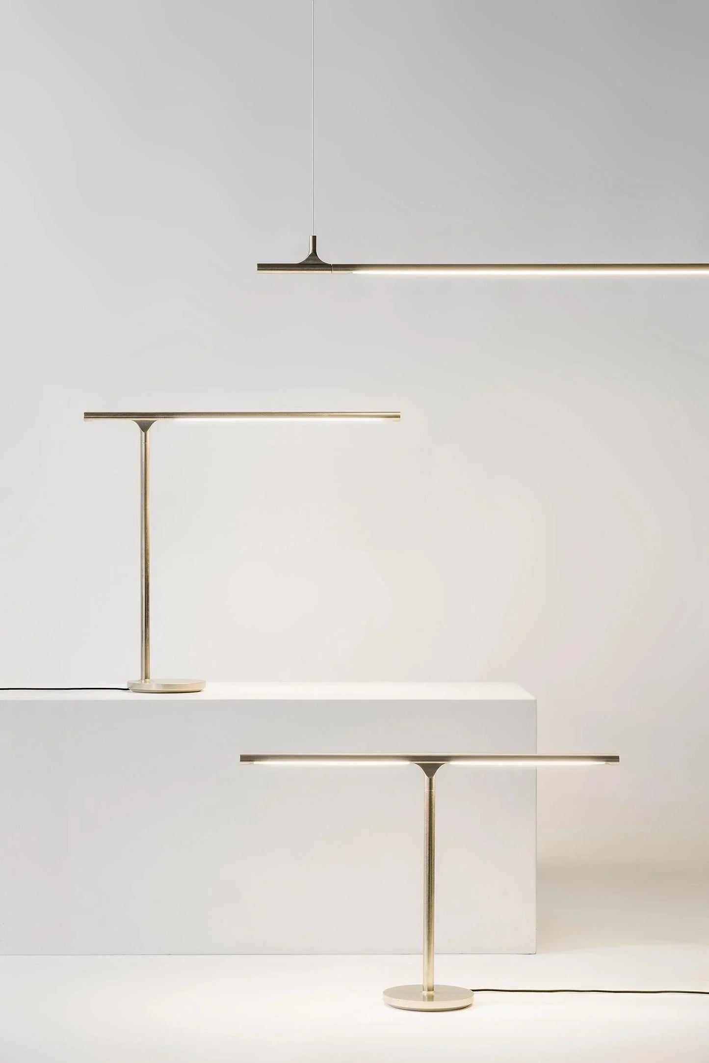 Gallery Linear Pendant, Tumbled Brass, LED, Recessed Mount, IP20