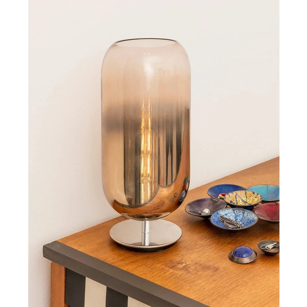 Gople Table Lamp, Copper Ombre Clear Glass, IP20