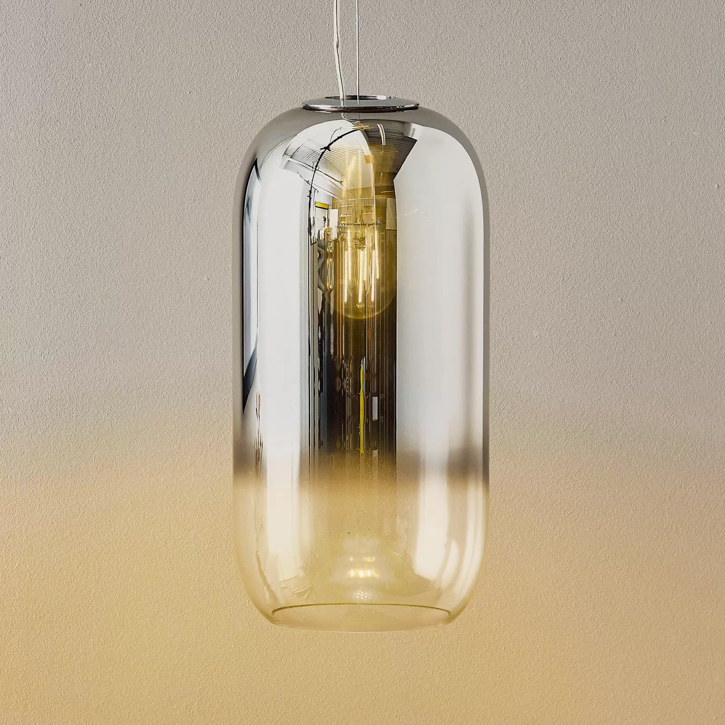 Gople Pendant, Mirrored Silver Ombre Clear Glass, IP20