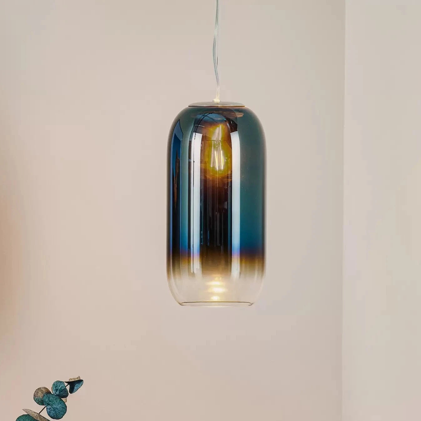 Gople Pendant, Blue Sapphire Ombre Clear Glass, IP20