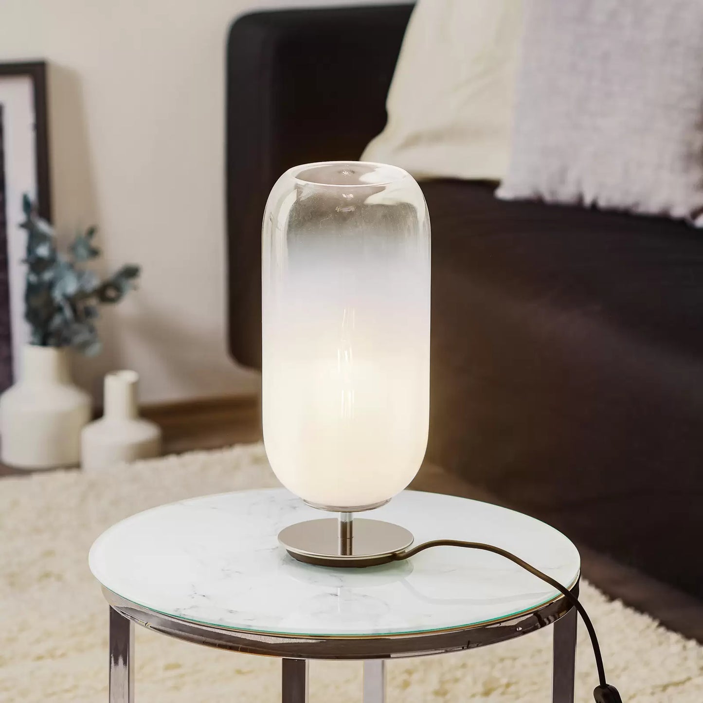 Gople Table Lamp, White Ombre Clear Glass, IP20