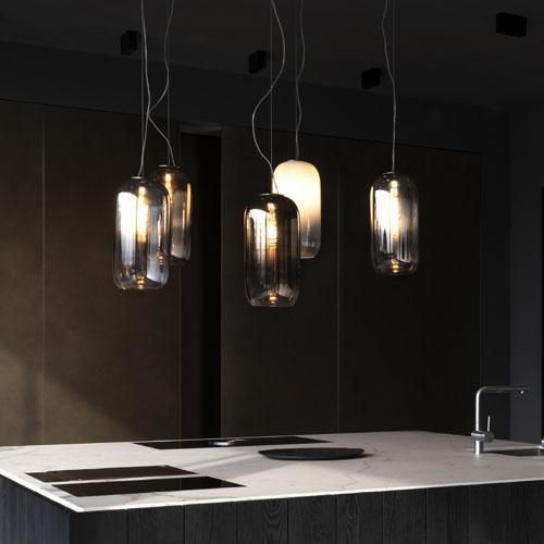 Gople Pendant, Mirrored Silver Ombre Clear Glass, IP20