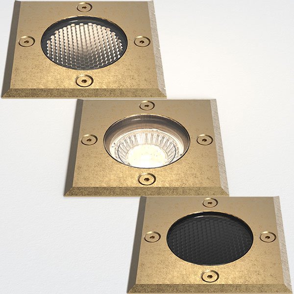 Gramos, Inground Uplight, Brass, Square, GU10, IP65