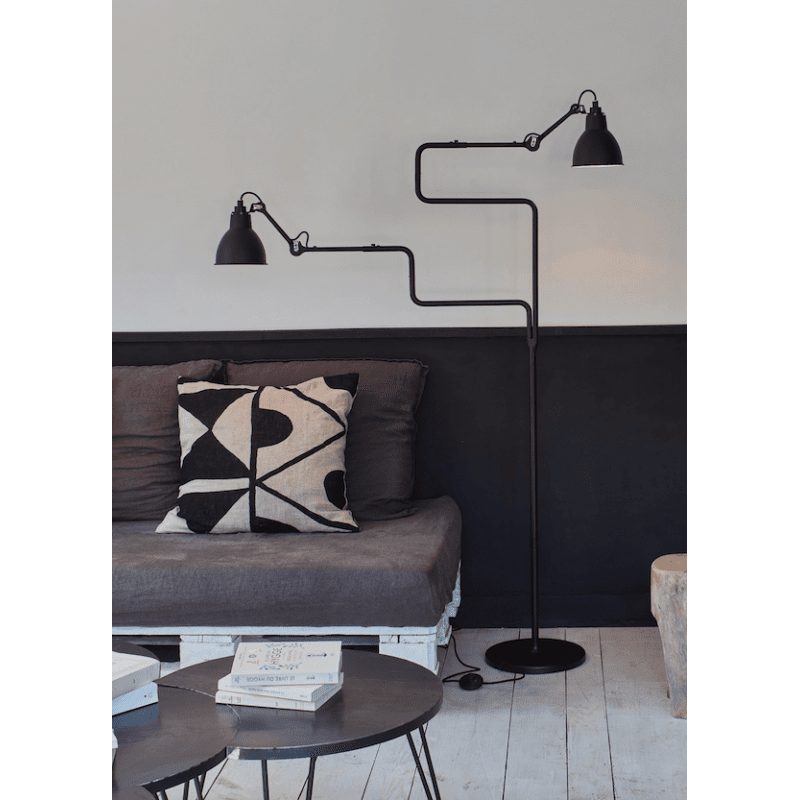 Gras N411 Adjustable Reading Floor Lamp C Arm Round White Shade, E14, IP20