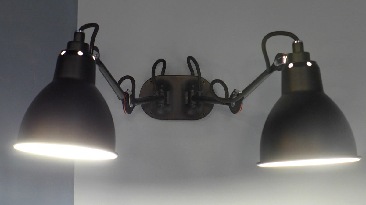 Gras N204 Adjustable Wall Double Arm Brass Shade, E27, IP20