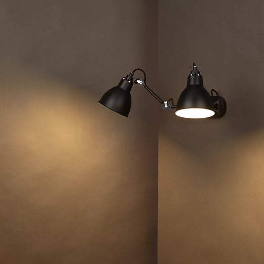 Gras N204 Adjustable Wall Double Arm Black Shade, E27, IP20