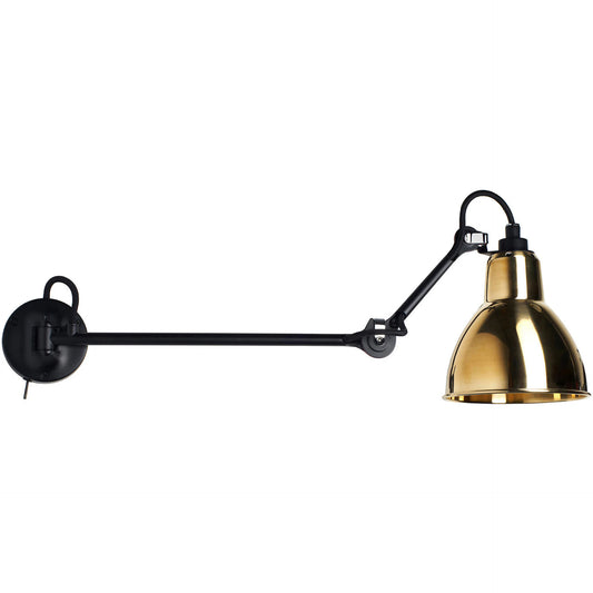 Gras N204 L40 Adjustable Wall Long Straight Arm Brass Shade, E27, IP20