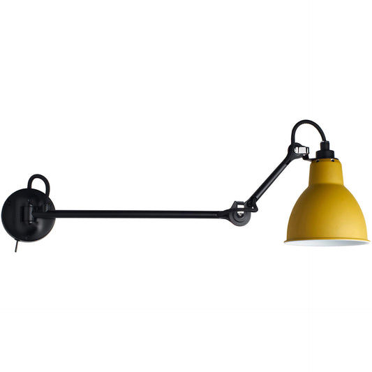 Gras N204 L40 Adjustable Wall Long Straight Arm Yellow Shade, E27, IP20