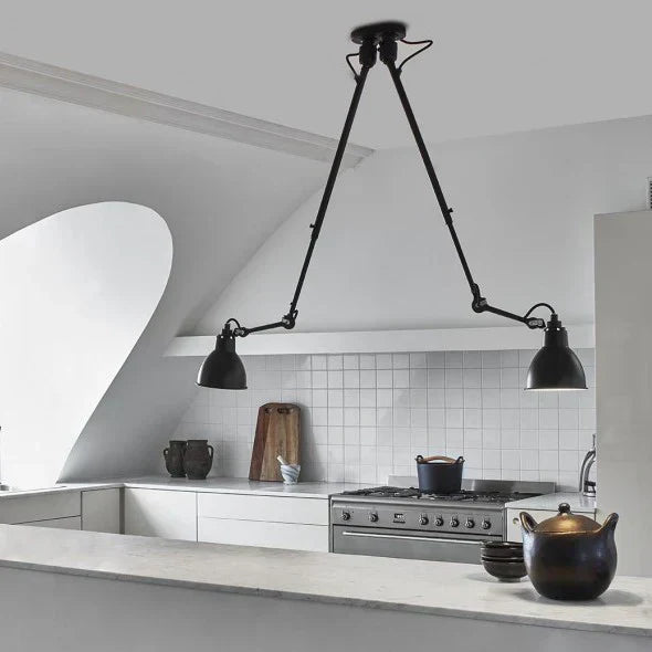 Gras N302 Double Adjustable Pendant with Blue Metal Shades, E27, IP20