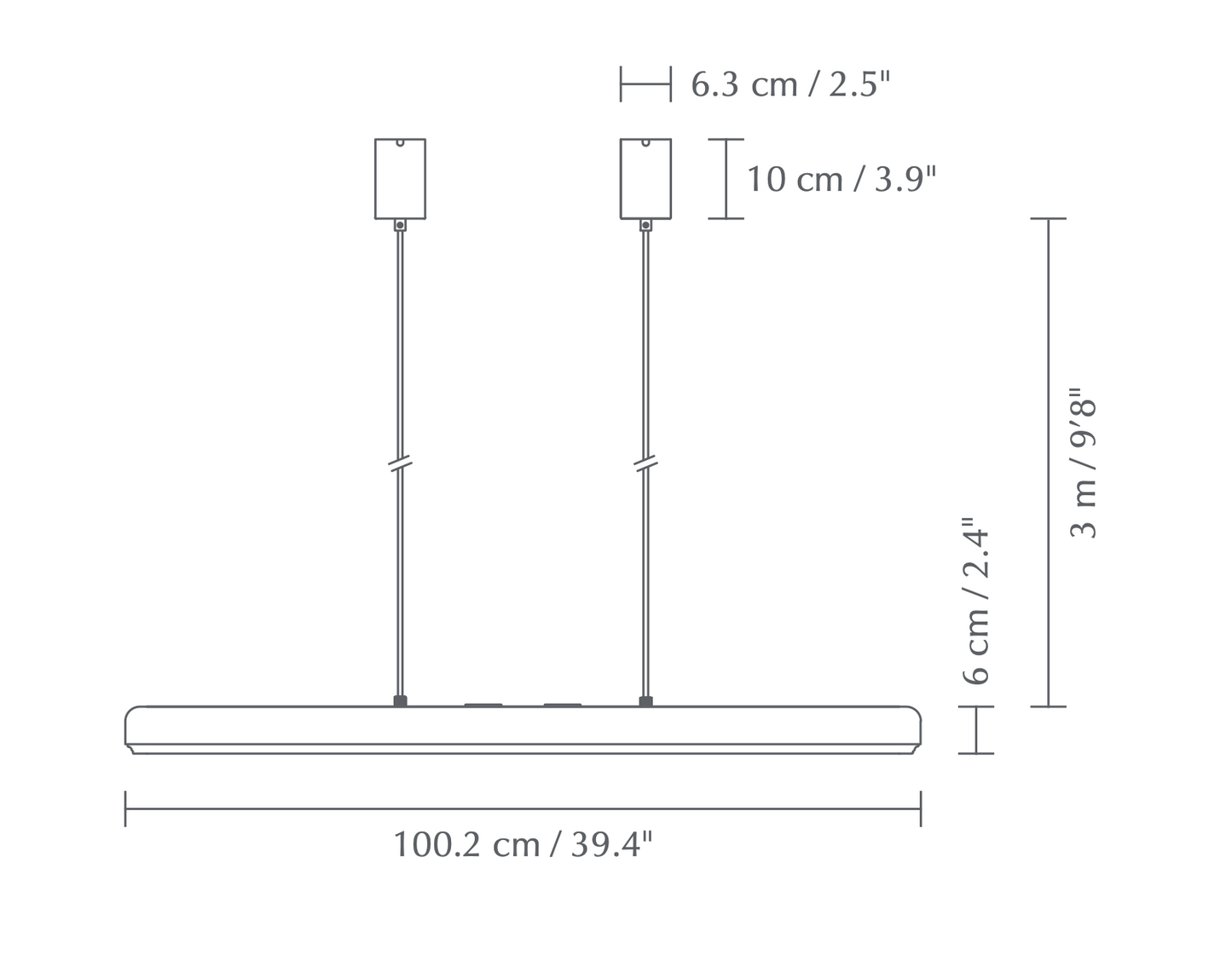 Hazel Linear Pendant, Black, LED Tunable White, Touch Dim