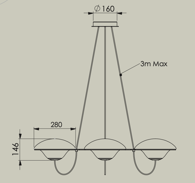 In The Air, 6 Light, Black Steel with White Glass Globes, E27, Triac Dim, IP20