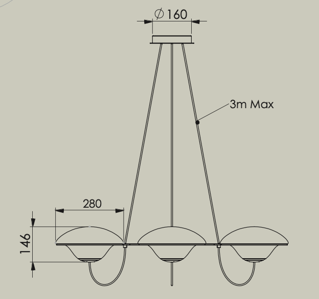DCW Editions In The Air pendant with 5 shades technical drawing