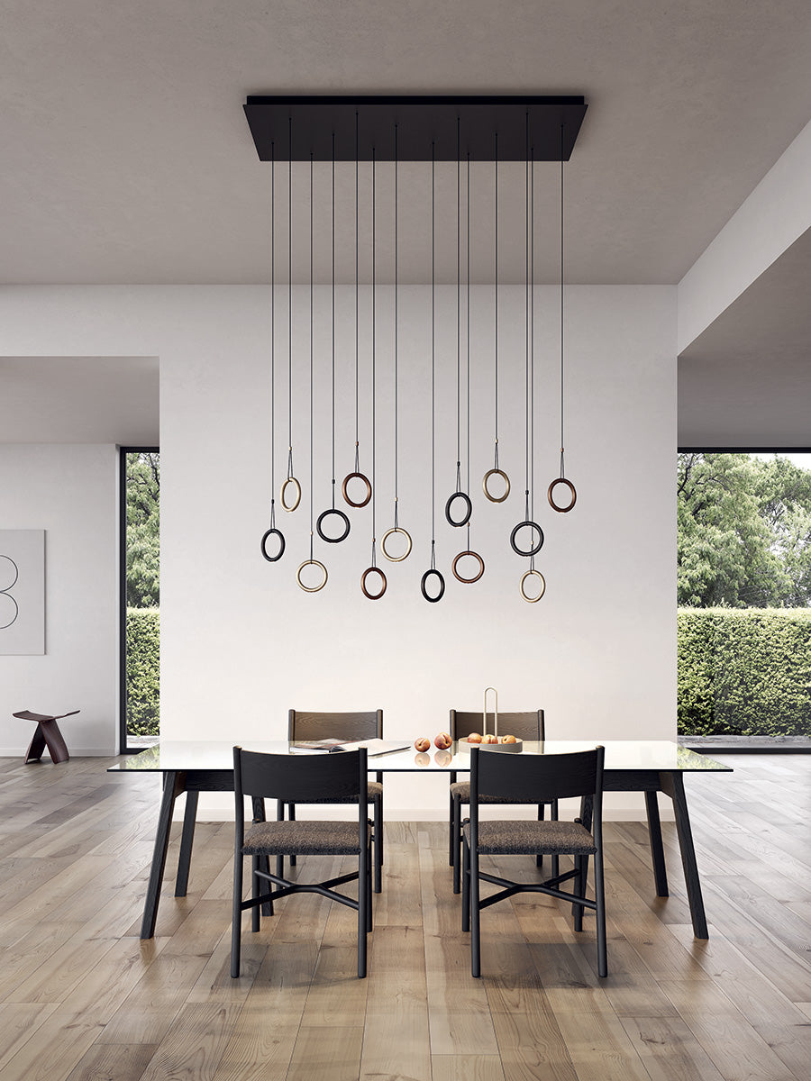 Lodes Ivy pendants over rectangle dining table