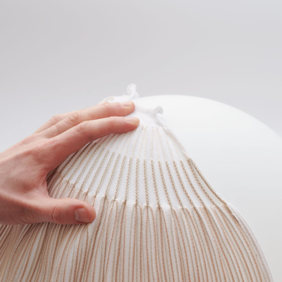 Knit Low Floor Lamp, Tall, Stretch Knit Material over Polymer Orb, 33.6W, LED, Push Dim