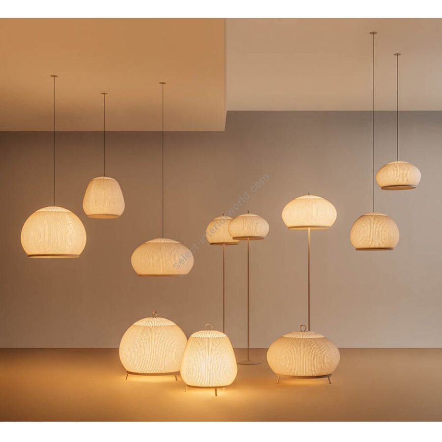 Knit Low Floor Lamp, Oval, Stretch Knit Material over Polymer Orb, 33.6W, LED, Push Dim