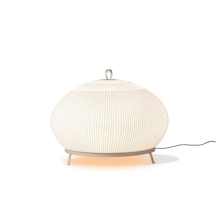 Knit Low Floor Lamp, Oval, Stretch Knit Material over Polymer Orb, 33.6W, LED, Push Dim