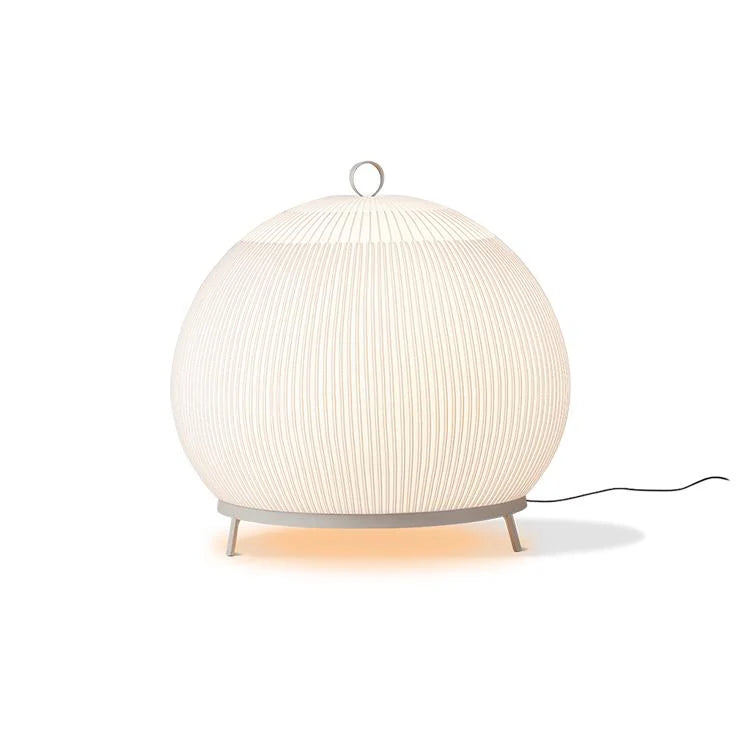 Knit Low Floor Lamp, Round, Stretch Knit Material over Polymer Orb, 33.6W, LED, Push Dim