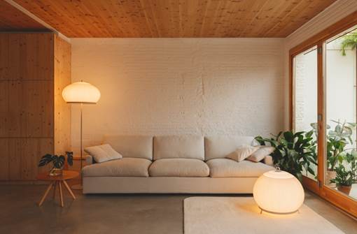 Knit Low Floor Lamp, Tall, Stretch Knit Material over Polymer Orb, 33.6W, LED, Push Dim