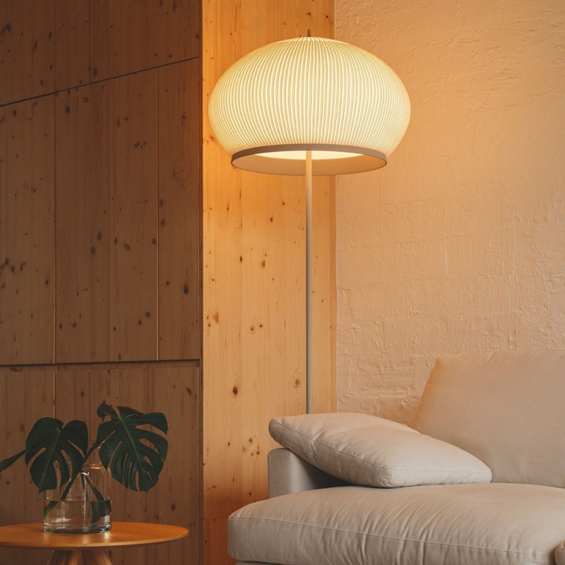 Knit Stem Floor Lamp, Round, Stretch Knit Material over Polymer Orb, 33.6W, LED, On/Off or Dim
