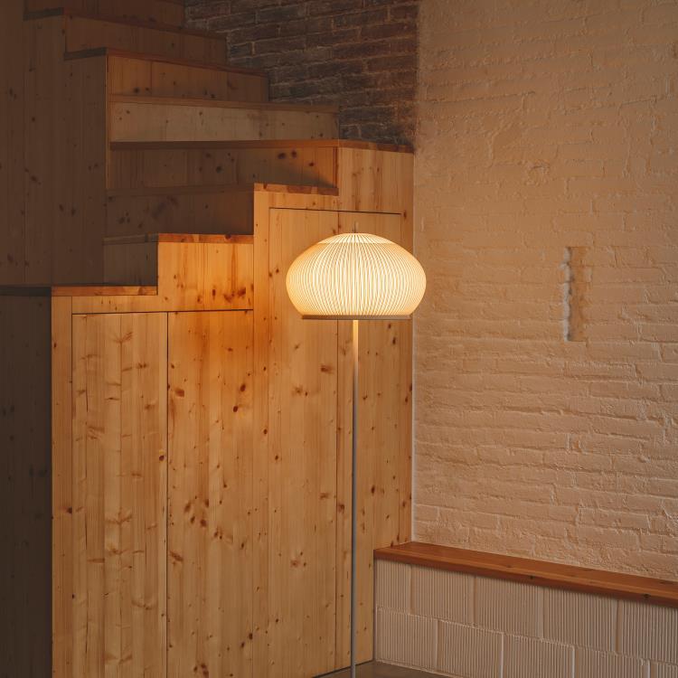 Knit Stem Floor Lamp, Round, Stretch Knit Material over Polymer Orb, 33.6W, LED, On/Off or Dim