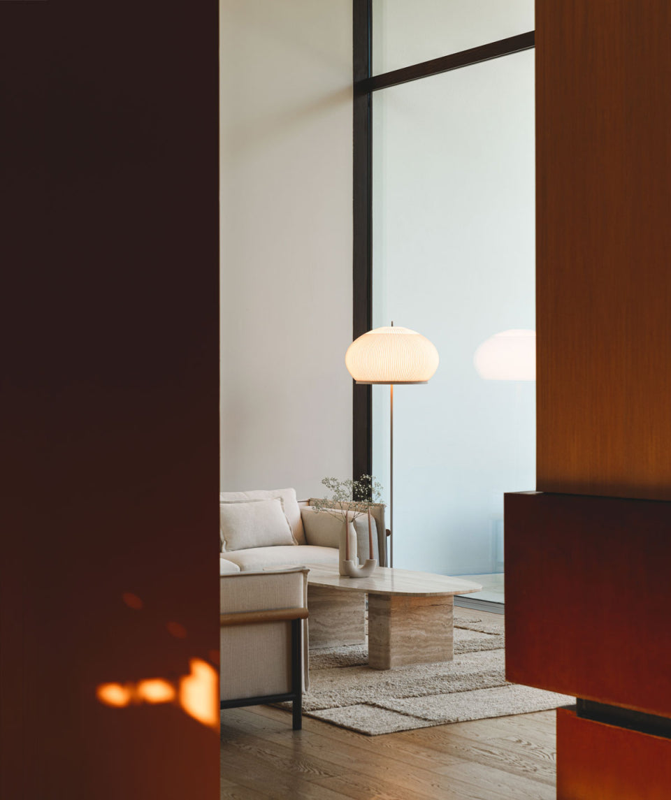Knit Stem Floor Lamp, Round, Stretch Knit Material over Polymer Orb, 33.6W, LED, On/Off or Dim