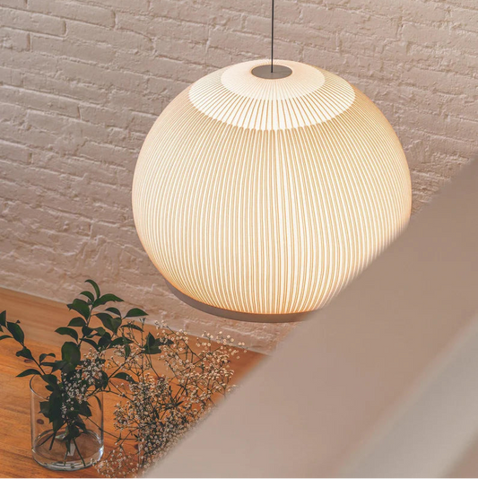 Knit Pendant, Round 65 cm ø, Stretch Knit Material over Polymer Orb, 40.2W, LED, Dim