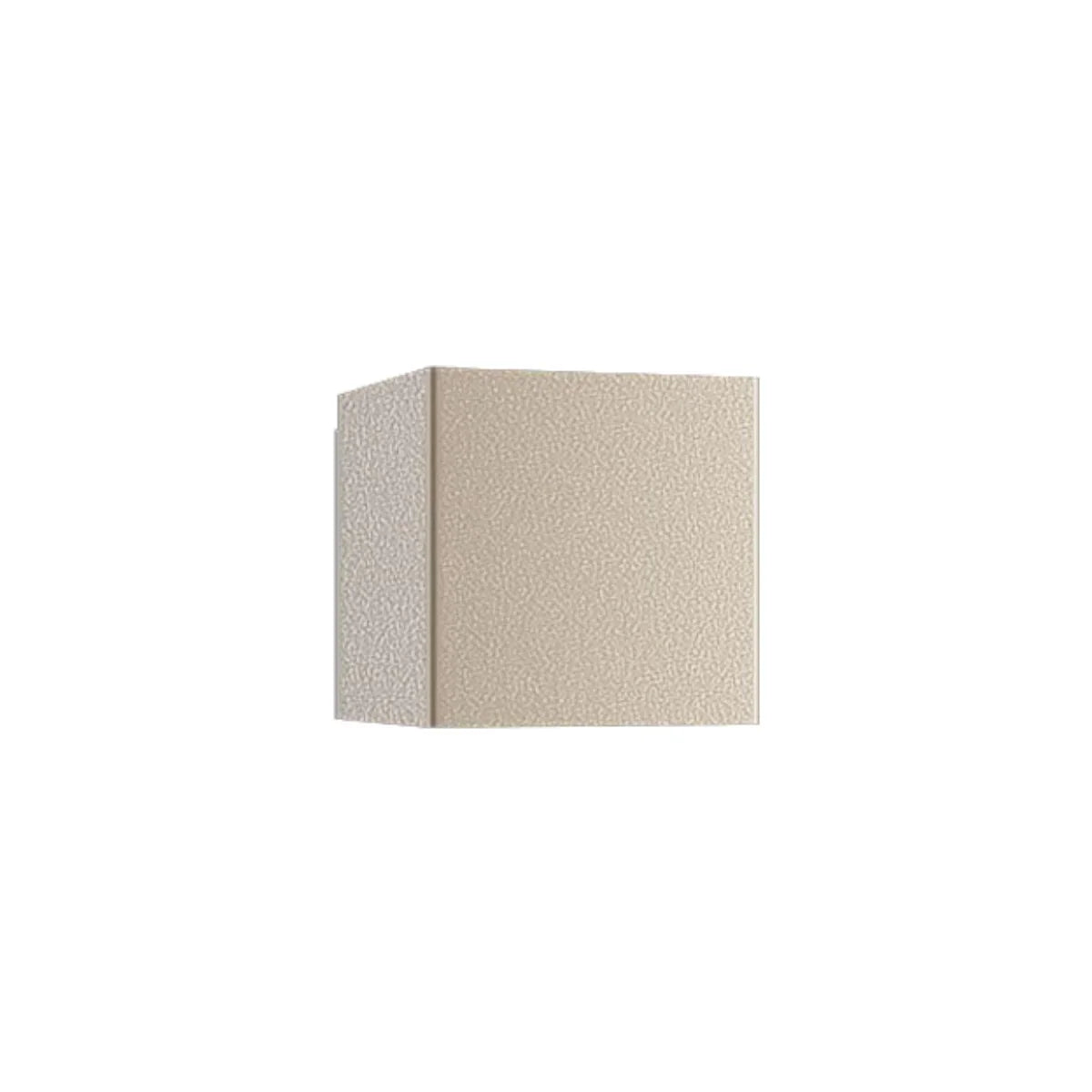 Beige textured square wall light fixture on a white background