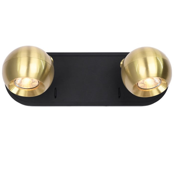 Lens Reading Wall Light, Adjustable, Double, Black and Brass, GU10, IP20