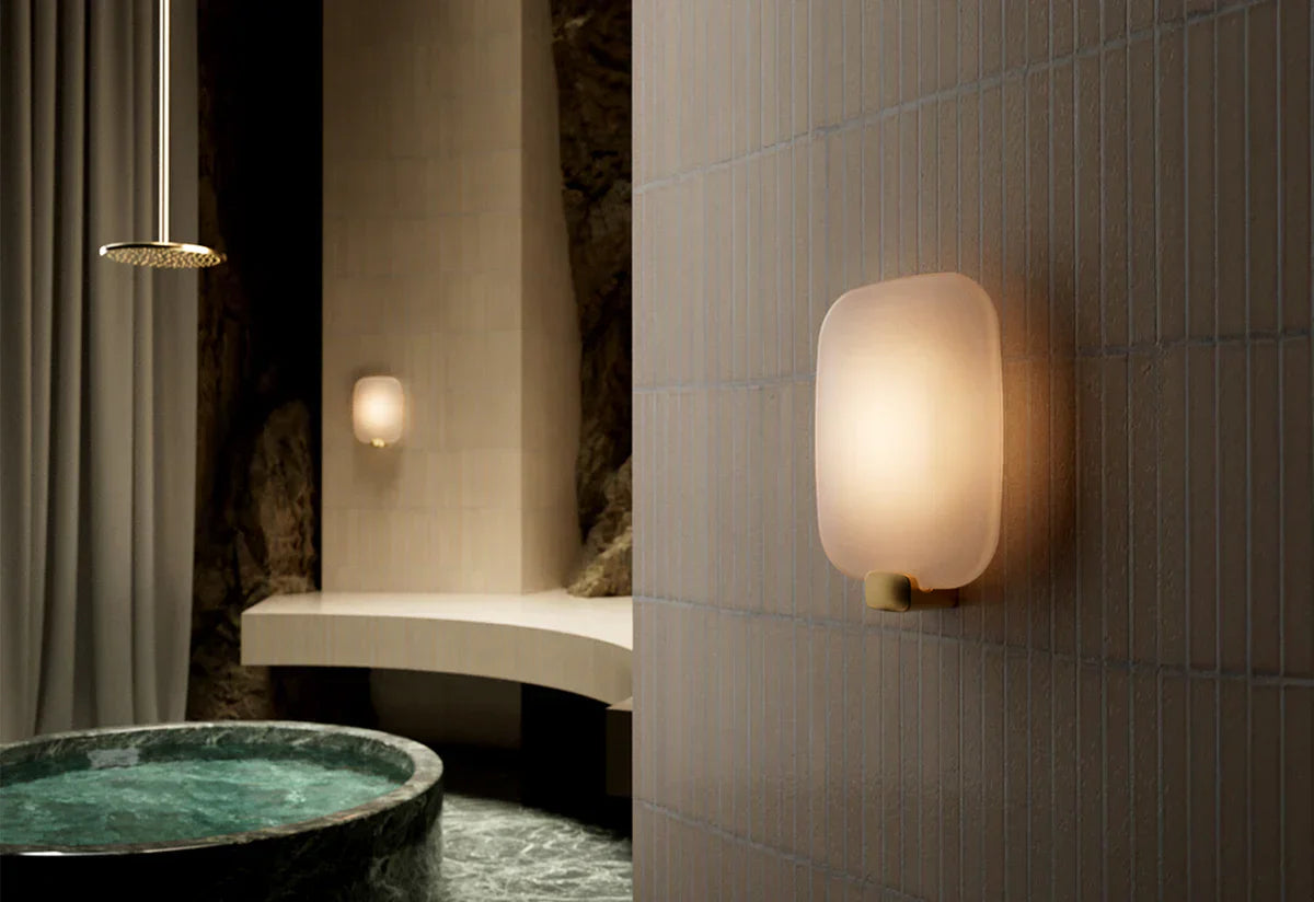 DCW Editions Love Me Tender vertical and horizontal wall light in bathroom with hot tub