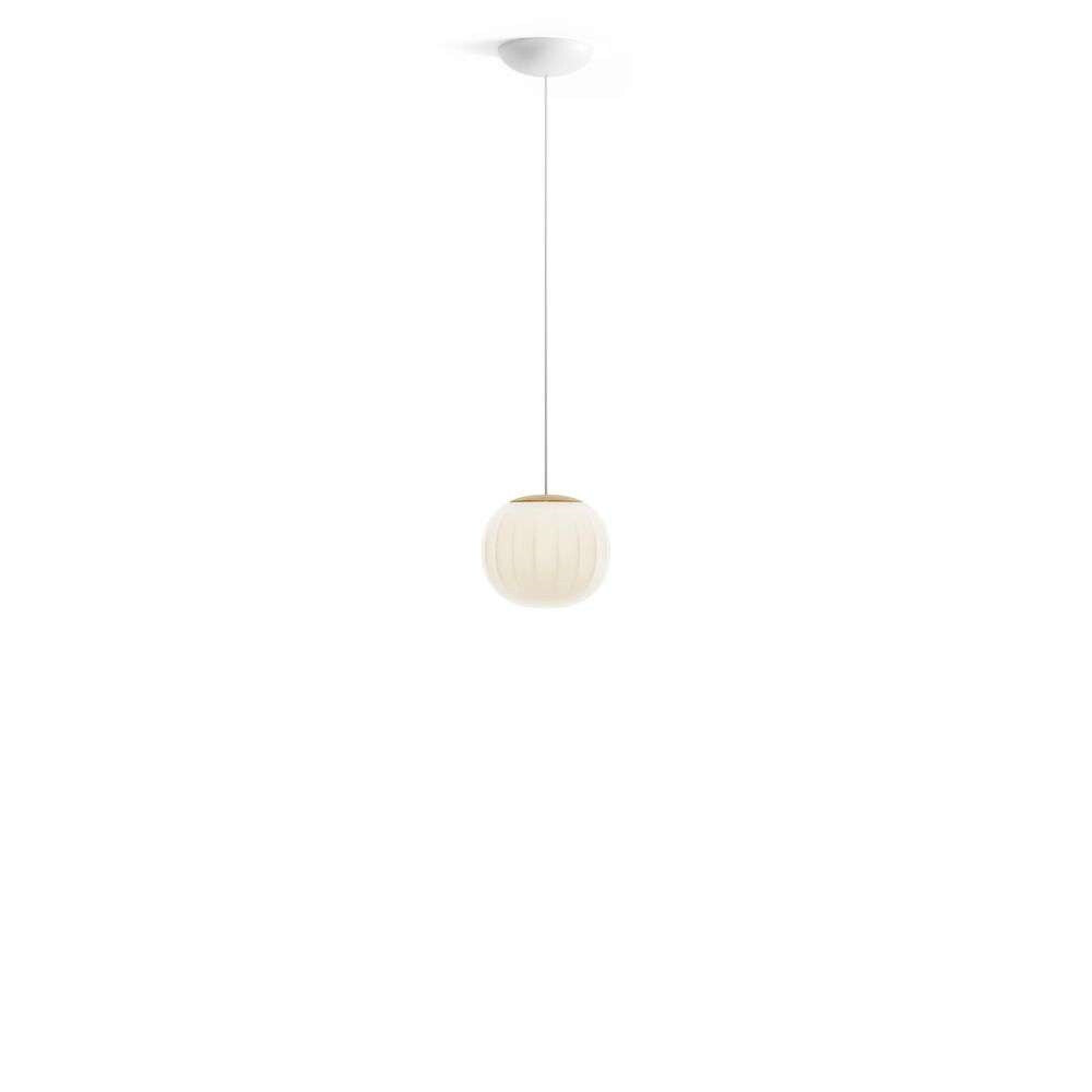 Lita Pendant, 18 cm, White Glass with Ash Wood Cap, G9, IP20