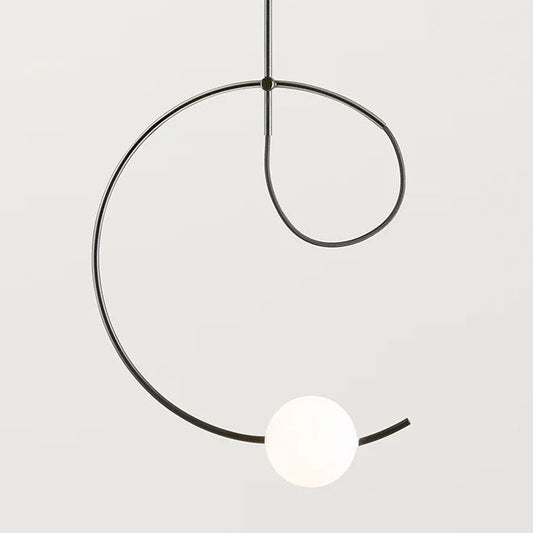 Estiluz Loop pendant with black finish on grey background