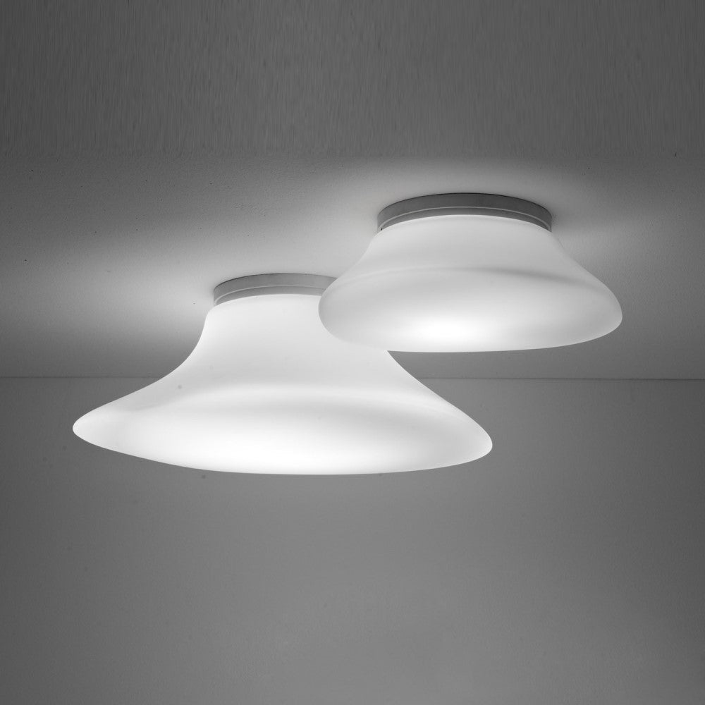 Lumi Mycena, Small Wall or Ceiling, White Glass, E27, IP40