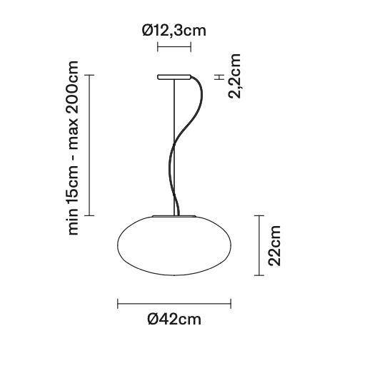 Lumi Crescent Pendant, 42 cm, White Glass, E27, IP20