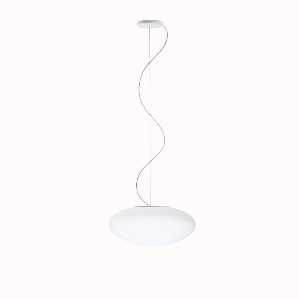 Lumi Crescent Pendant, 42 cm, White Glass, E27, IP20