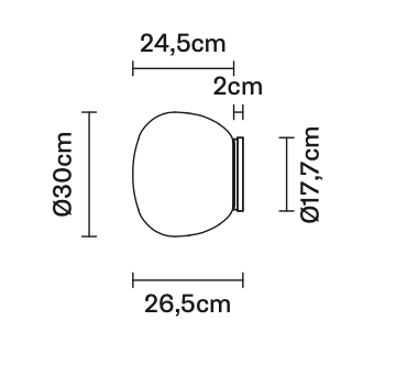 Lumi Mochi Wall, 30 cm, White Glass, E27, IP40