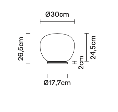 Lumi Mochi Table, 30 cm, White Glass, E27, IP40