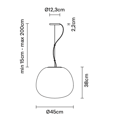 Lumi Mochi Pendant, 45 cm, White Glass, E27, IP20