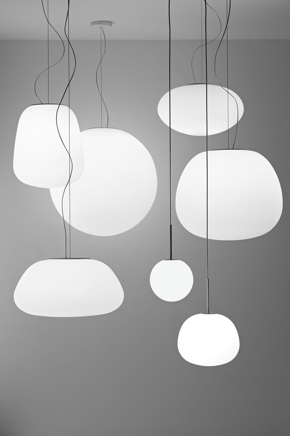 Lumi Mochi Pendant, 38 cm, White Glass, E27, IP20