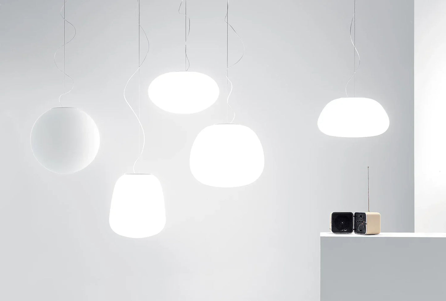 Lumi Sfera Pendant, 14 cm, White Glass, G9, IP40