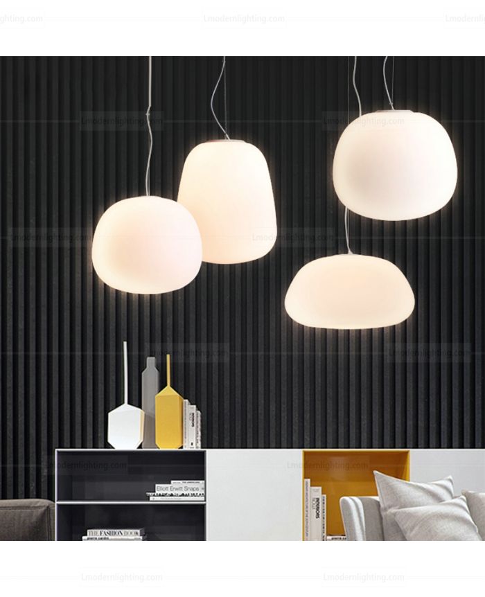 Lumi Mochi Pendant, 38 cm, White Glass, E27, IP20