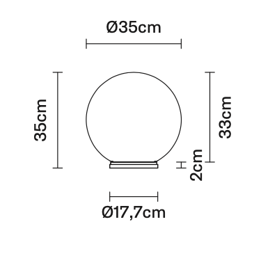 Lumi Sfera Table, 35 cm, White Glass, E27, IP40