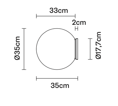 Lumi Sfera Ceiling, 35 cm, White Glass, E27, IP40