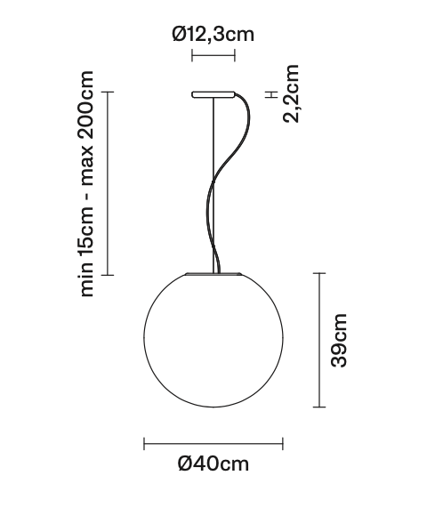 Lumi Sfera Pendant, 40 cm, White Glass, E27, IP40