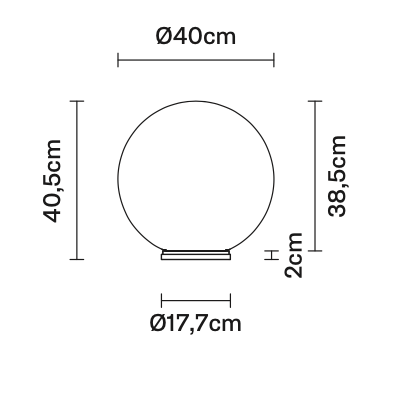 Lumi Sfera Table, 40 cm, White Glass, E27, IP40