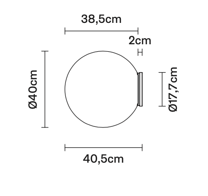 Lumi Sfera Wall, 40 cm, White Glass, E27, IP40