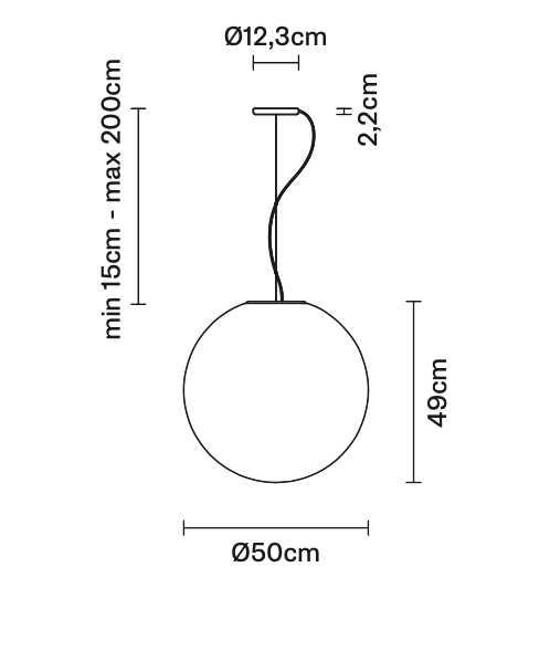 Lumi Sfera Pendant, 50 cm, White Glass, E27, IP40