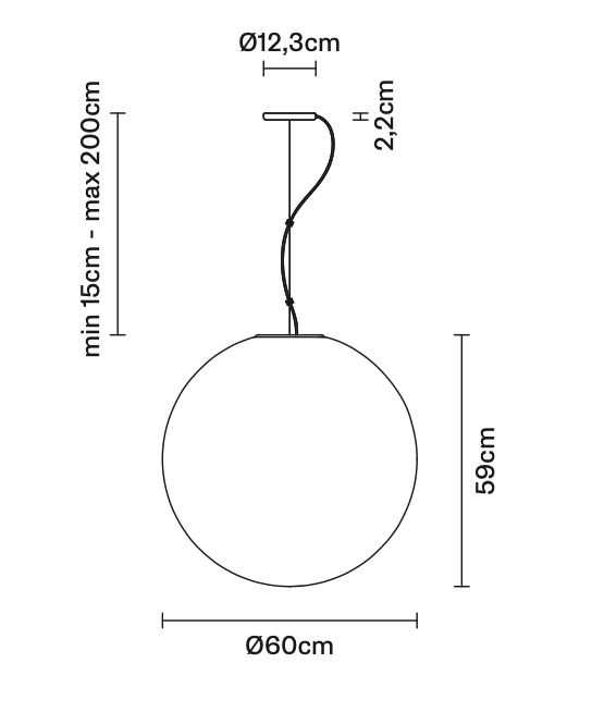 Lumi Sfera Pendant, 60 cm, White Glass, E27, IP40