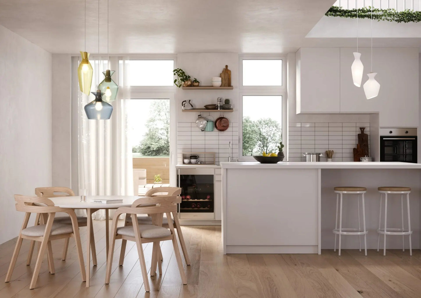 Malvasia Pendant, White Glass, E27, IP20